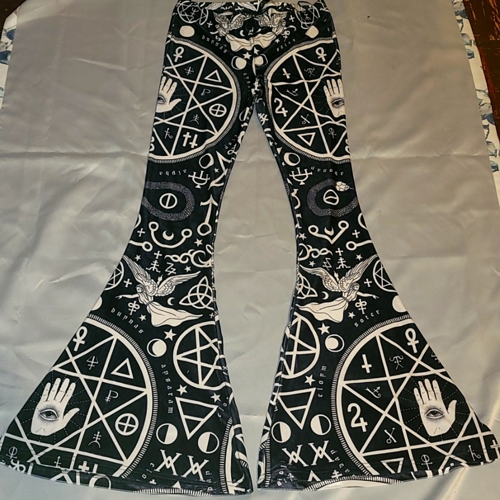 Killstar Occult Velvet Bell Bottoms BNWOT M